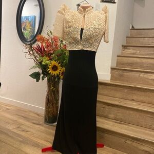 Filipiniana Terno Black XS Dress streachable and Cream Lace Embroidery S Bolero